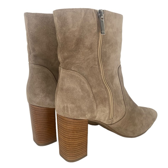 AQUATALIA | Luissa Shell Tan Ankle Side Zip Suede Booties | Size 9.5 - Picture 9 of 14